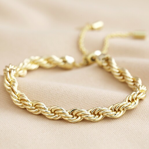 Plaited Rope Chain Bracelet in Gold