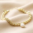 Plaited Rope Chain Bracelet with Pearl in Gold