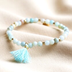 Semi-Precious Stone Bead Bracelet in Pastel Blue