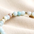 Close Up of Semi-Precious Stone Bead Bracelet in Pastel Blue