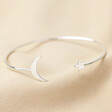 Lisa Angel Ladies' Delicate Silver Moon and Star Torque Bangle