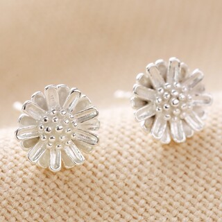 Sterling Silver Daisy Flower Stud Earrings