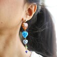 Lisa Angel Asymmetrical Colourful Heart Bead Drop Earrings