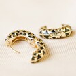 Open Black Geometric Enamel Hoop Earrings in Gold