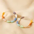 Colourful Glass Beaded Hoop Earrings in Gold