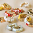 Multiple Colourful Enamel Hoop Earrings in Gold
