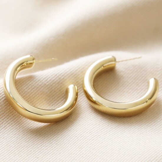 Large Chunky Hoop Earrings in Gold