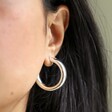 Close-up of Silver Chunky Hoop Earrings