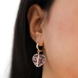 Model Wearing Millefiori Colourful Heart Bead Huggie Hoop Earrings