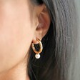 Medium Gold Hoop Earrings with Pearl