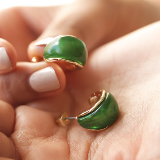 Green resin sale hoop earrings