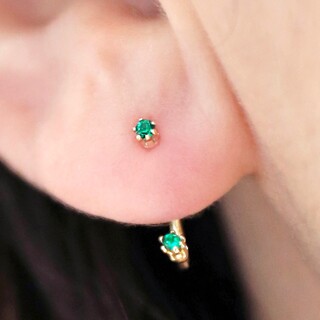 Tiny Emerald Swarovski Crystal Jacket Earrings in Gold