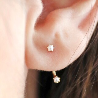 Tiny Pearl Jacket Earrings in Gold
