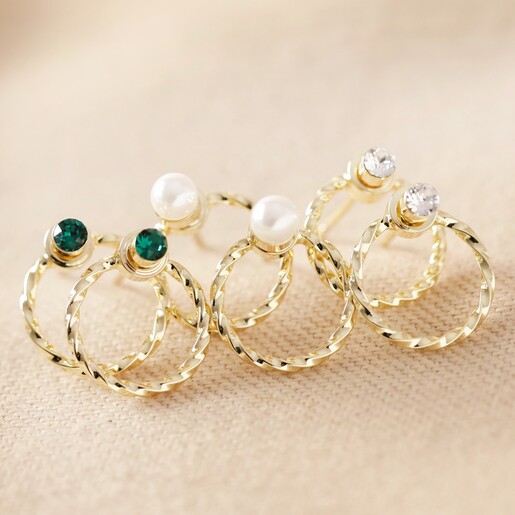 Other Designs Available Three Pairs of Twisted Hoop Jacket Earrings in Gold