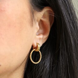Twisted Rope Drop Earrings in Gold