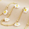 Close-up of Beaded Daisy Satellite Chain Necklace in Gold