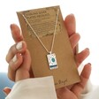 Enamel The Moon Tarot Card Necklace in Silver on Card
