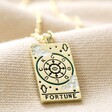 Close-up of Fortune Tarot Enamel Pendant Necklace in Gold