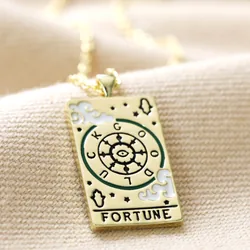 Enamel The Fortune Tarot Card Necklace in Gold