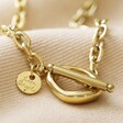 Gold Stainless Steel Organic T Bar Necklace Fastening Closed