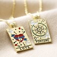 Fortune Tarot Enamel Pendant Necklace in Gold with Love Necklace