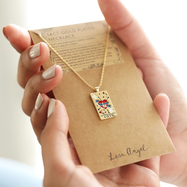 Enamel Love Tarot Card Style Necklace in Gold Enamel Love Tarot Card Style Necklace in Gold
