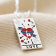 Close-up of Love Tarot Enamel Pendant Necklace in Silver