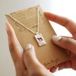Love Tarot Enamel Pendant Necklace in Silver on Card