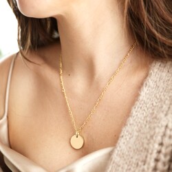 Disc and Figaro Chain Necklace in Gold