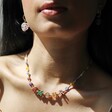 Model Wearing Bright Millefiori Bead Amour Necklace