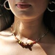 Close Up of Model Wearing Millefiori Bead Ciao Necklace