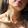 Model Wearing Millefiori Bead Ciao Necklace in Rays of Sunlight