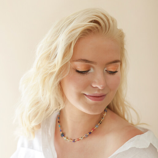 Millefiori Heart Bead Necklace on Model