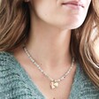 Personalised Semi-Precious Stone Beaded Necklace in Pastel Green on Model