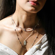 Stainless Steel Long Starry Necklace in Silver Layered on Model
