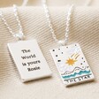 Personalised Enamel Tarot Card Necklace in Silver with Engraving