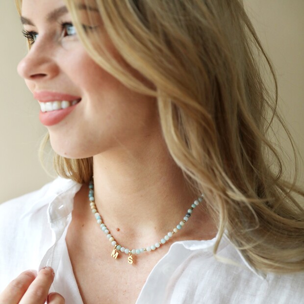 Green Gemstone Beaded Necklace – Amizest