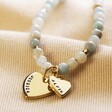 Personalised Semi-Precious Stone Beaded Necklace in Pastel Green with Two Heart Charms