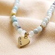 Personalised Semi-Precious Stone Beaded Necklace in Pastel Green with Small Heart Charm