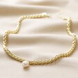 Plaited Rope Chain Necklace with Pearl in Gold Full Length