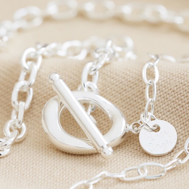 Stainless Steel TBar Chain Necklace in Silver Lisa Angel