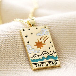 Enamel The Star Tarot Card Necklace in Gold