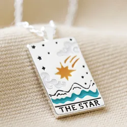 Enamel The Star Tarot Card Necklace in Silver