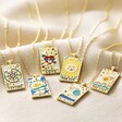 The World Tarot Enamel Pendant Necklace in Gold Group with Silver