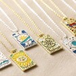 Personalised Enamel Tarot Card Necklace in Silver with Gold Style