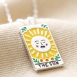 Personalised Enamel Tarot Card Necklace in Silver The Sun