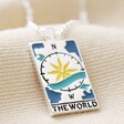 Close-up of The World Tarot Enamel Pendant Necklace in Silver