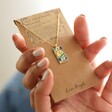 The World Tarot Enamel Pendant Necklace in Gold on Card