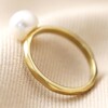 Pearl Ring in Hammered Gold on Beige Fabric