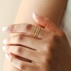 Model Wears Stainless Steel Grecian Leaf Ring in Gold